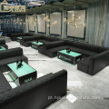 Sofá de bar de clube noturno de couro moderno em forma de u/l